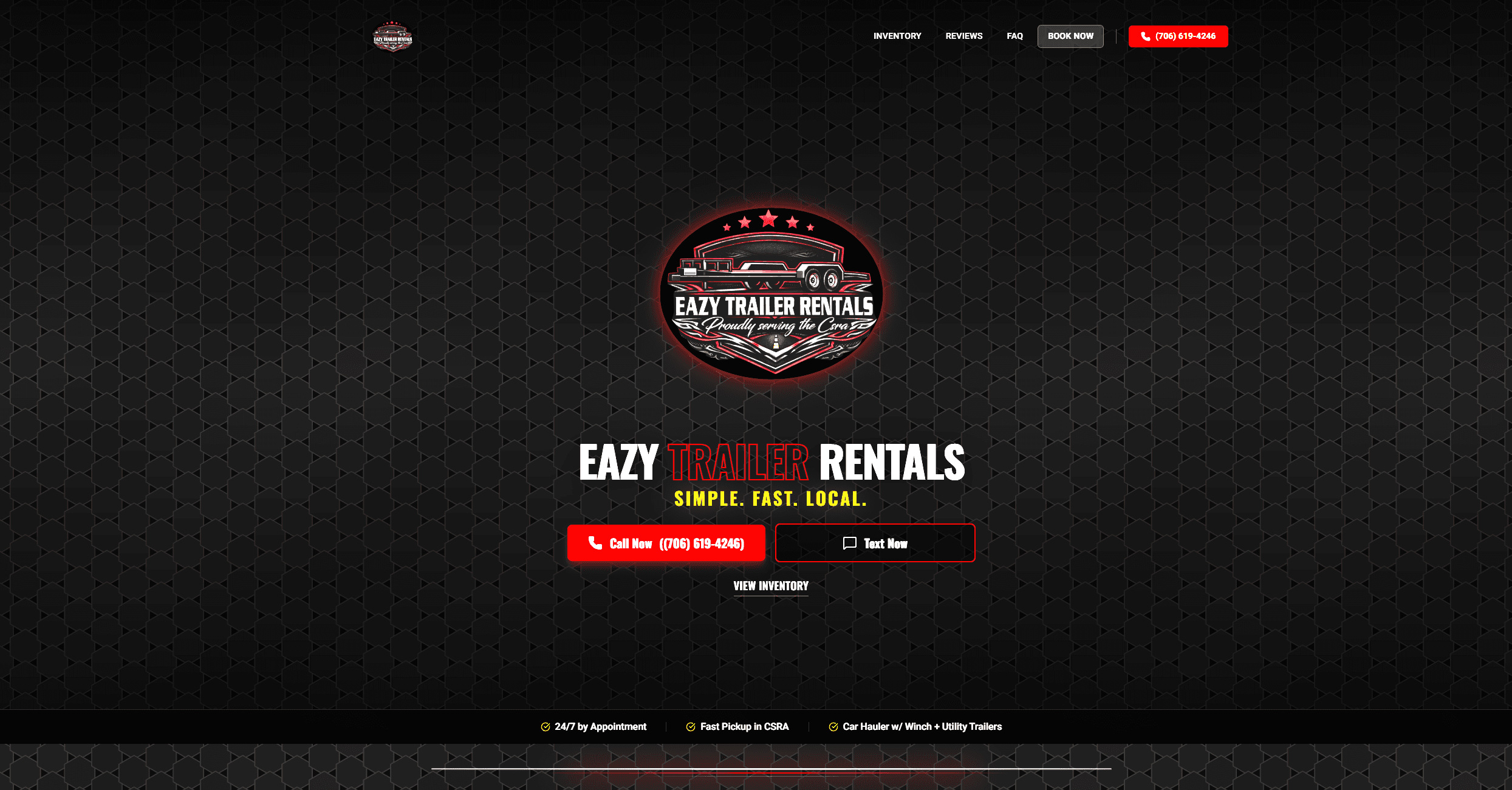 Eazy Trailer Rentals website screenshot