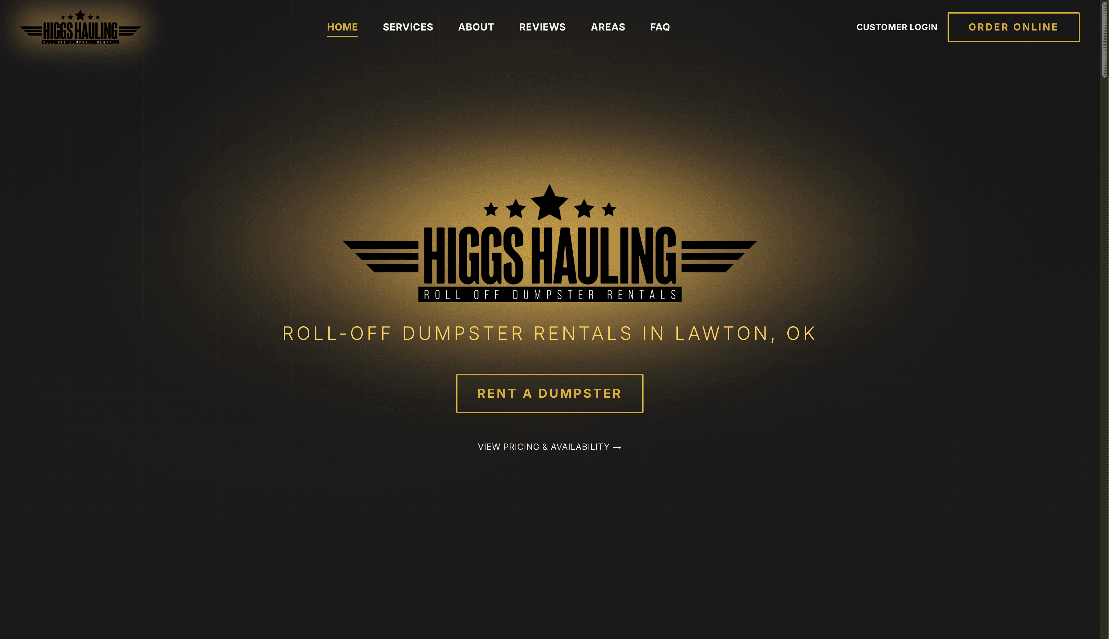 Higgs Hauling website screenshot