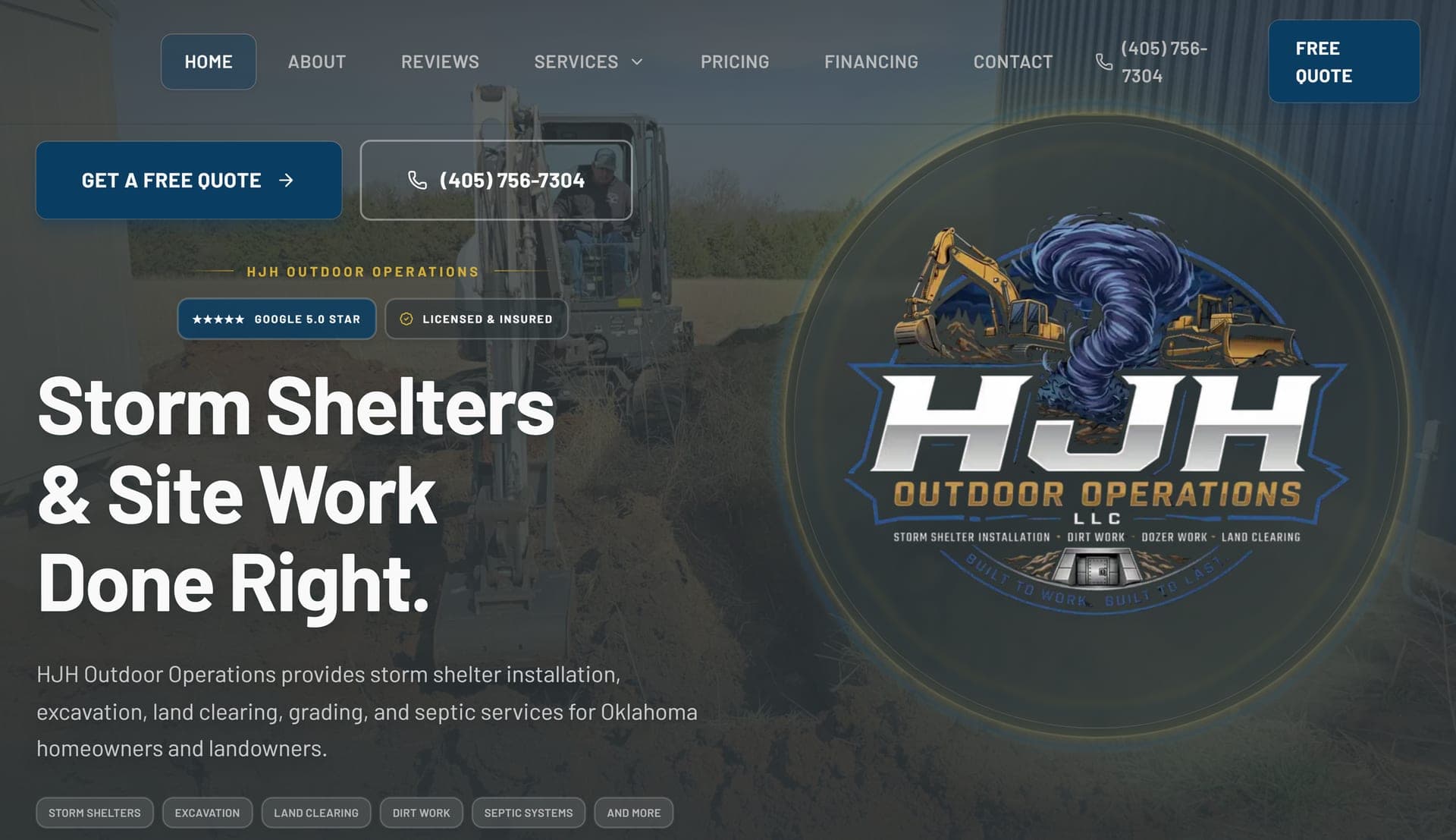 HJH Outdoor Operations website screenshot